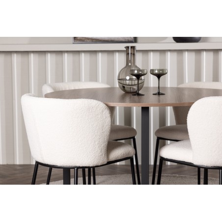 Durango söögilaud - must / pähkel MDF + Edina söögitool - must / valge Boucle _4