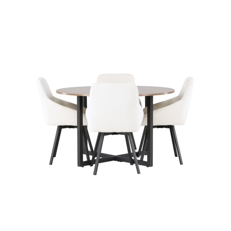 Durango söögilaud - must / pähkel MDF + Rosie söögitool - must / beež kangas _4