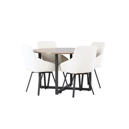Durango söögilaud - must / pähkel MDF + Rosie söögitool - must / beež kangas _4
