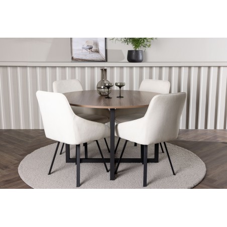 Durango söögilaud - must / pähkel MDF + Rosie söögitool - must / beež kangas _4