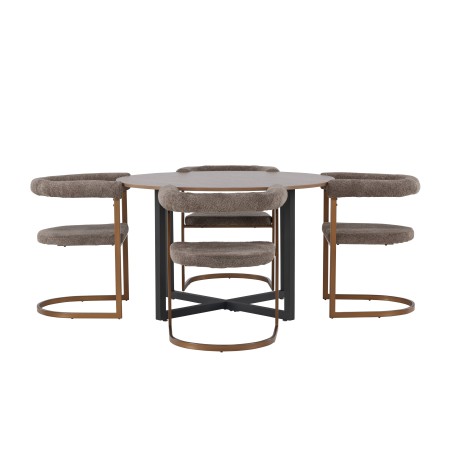 Durango söögilaud - must / pähkel MDF + hommikusöögitool - must / must Boucle _4