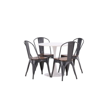 Hamden söögilaud – valge MDF+Tempe söögitool – tumehall / tumepruun MDF_4