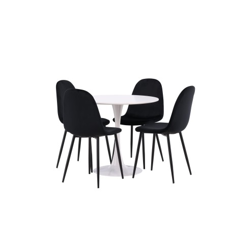 Hamden söögilaud - valge MDF + söögitool Polar - mustad jalad / Black Velvet_4