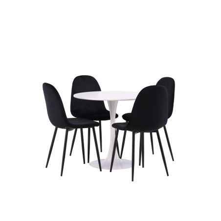 Hamden söögilaud - valge MDF + söögitool Polar - mustad jalad / Black Velvet_4