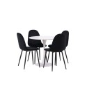 Hamden söögilaud - valge MDF + söögitool Polar - mustad jalad / Black Velvet_4