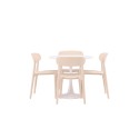 Hamden söögilaud - valge MDF + Åstol söögitool - Nature Wood plastikust komposiit_4