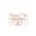 Hamden söögilaud - valge MDF + Åstol söögitool - Nature Wood plastikust komposiit_4