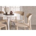 Hamden söögilaud - valge MDF + Åstol söögitool - Nature Wood plastikust komposiit_4