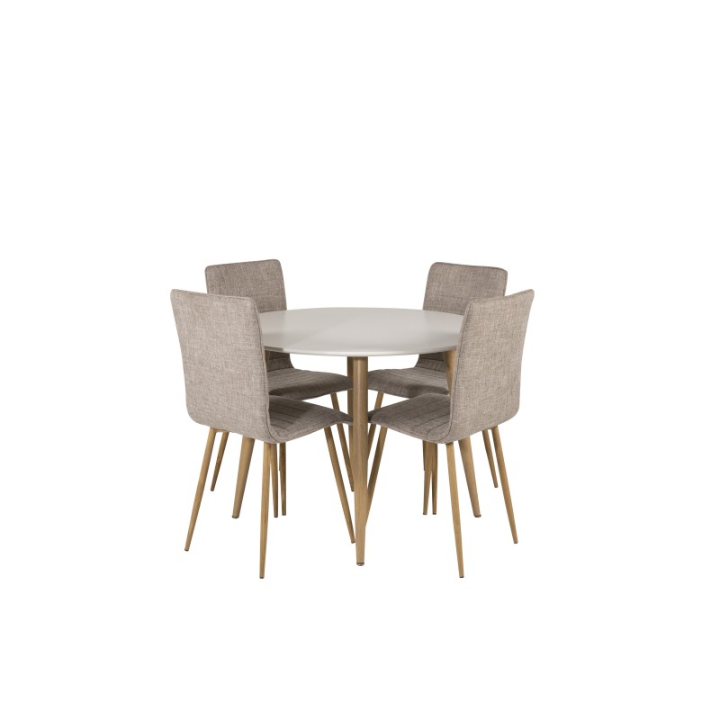 Plaza Runt Matbord – Ek-Look / Vit – ø100*H75 +Windu Lyx söögitool – Oak-Look / helehall _4
