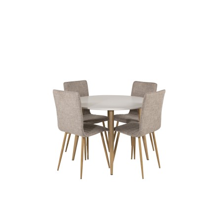 Plaza Runt Matbord – Ek-Look / Vit – ø100*H75 +Windu Lyx söögitool – Oak-Look / helehall _4