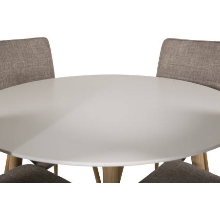 Plaza Runt Matbord – Ek-Look / Vit – ø100*H75 +Windu Lyx söögitool – Oak-Look / helehall _4