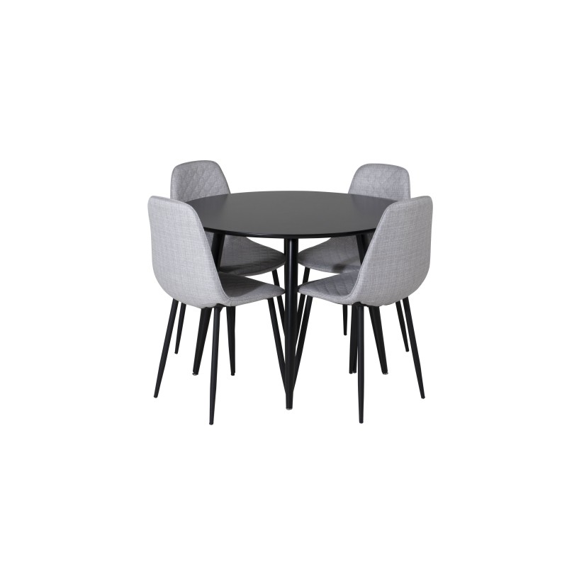 Plaza Runt Matbord - Svart / Svart - ø100*H75 +Polar Diamond söögitool - mustad jalad - hall kangas _4