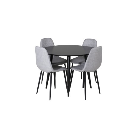 Plaza Runt Matbord - Svart / Svart - ø100*H75 +Polar Diamond söögitool - mustad jalad - hall kangas _4