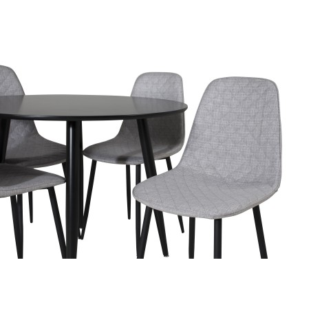 Plaza Runt Matbord - Svart / Svart - ø100*H75 +Polar Diamond söögitool - mustad jalad - hall kangas _4