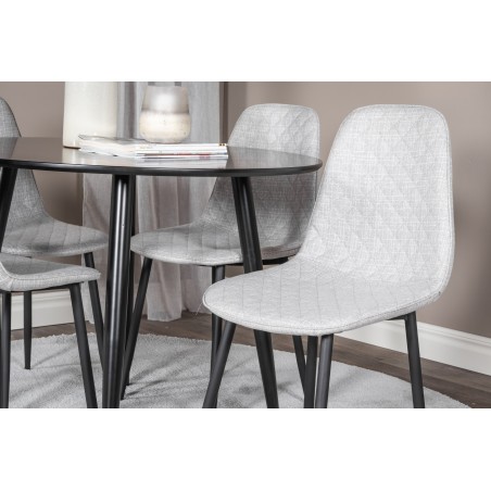 Plaza Runt Matbord - Svart / Svart - ø100*H75 +Polar Diamond söögitool - mustad jalad - hall kangas _4