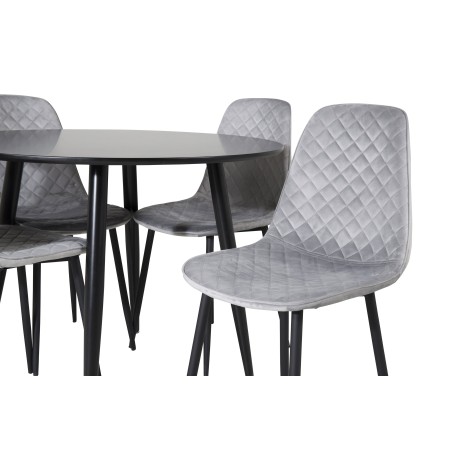 Plaza Runt Matbord - Svart / Svart - ø100*H75 + Polar Diamond söögitool - mustad jalad - hall samet _4