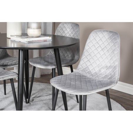 Plaza Runt Matbord - Svart / Svart - ø100*H75 + Polar Diamond söögitool - mustad jalad - hall samet _4