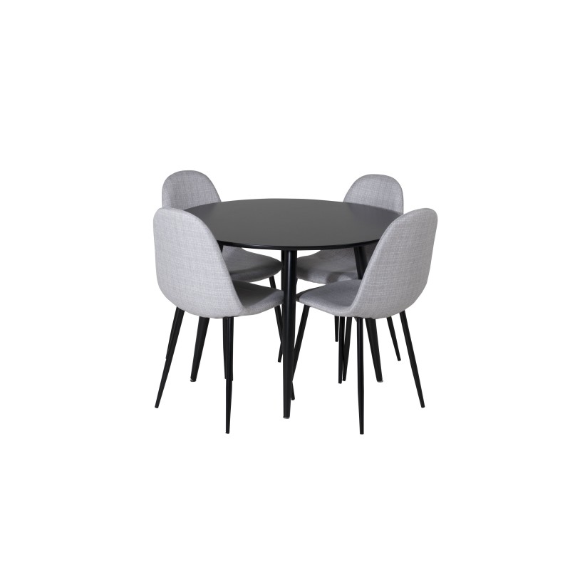 Plaza Runt Matbord - Svart / Svart - ø100*H75 +Polar söögitool - mustad jalad - helehall kangas _4