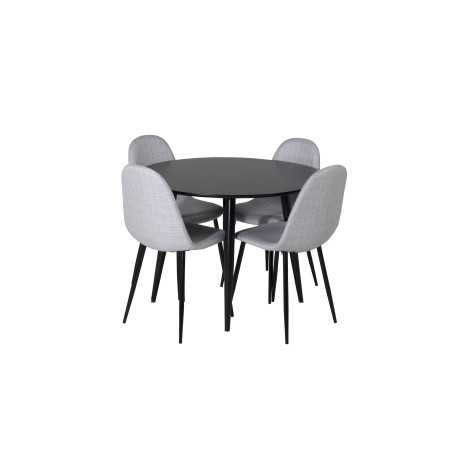 Plaza Runt Matbord - Svart / Svart - ø100*H75 +Polar söögitool - mustad jalad - helehall kangas _4