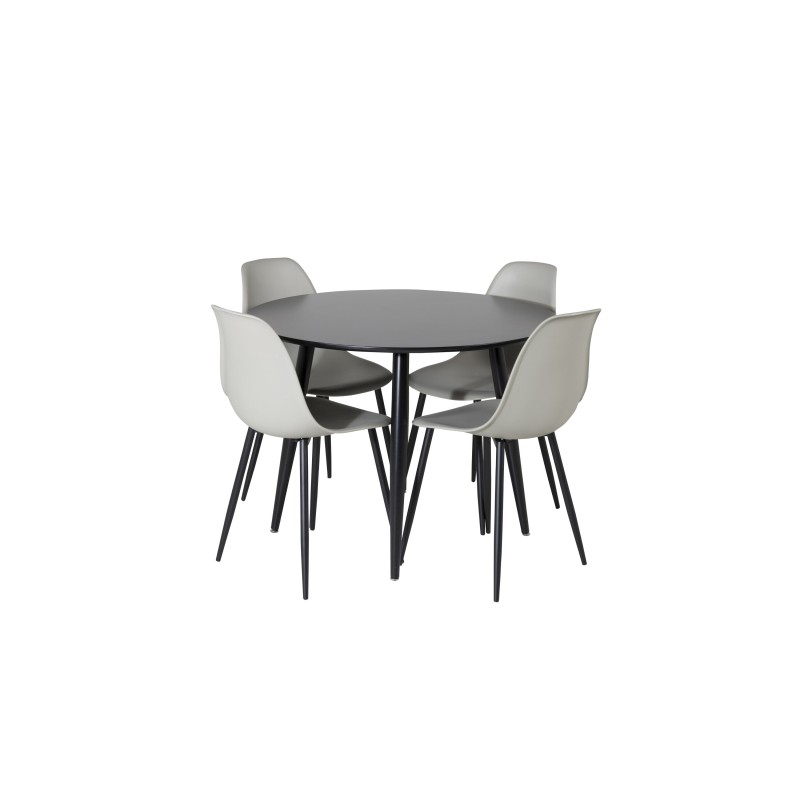 Plaza Runt Matbord - Svart / Svart - ø100*H75 +Polar plastist söögitool - mustad jalad / hall plastik _4