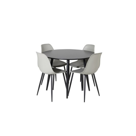 Plaza Runt Matbord - Svart / Svart - ø100*H75 +Polar plastist söögitool - mustad jalad / hall plastik _4