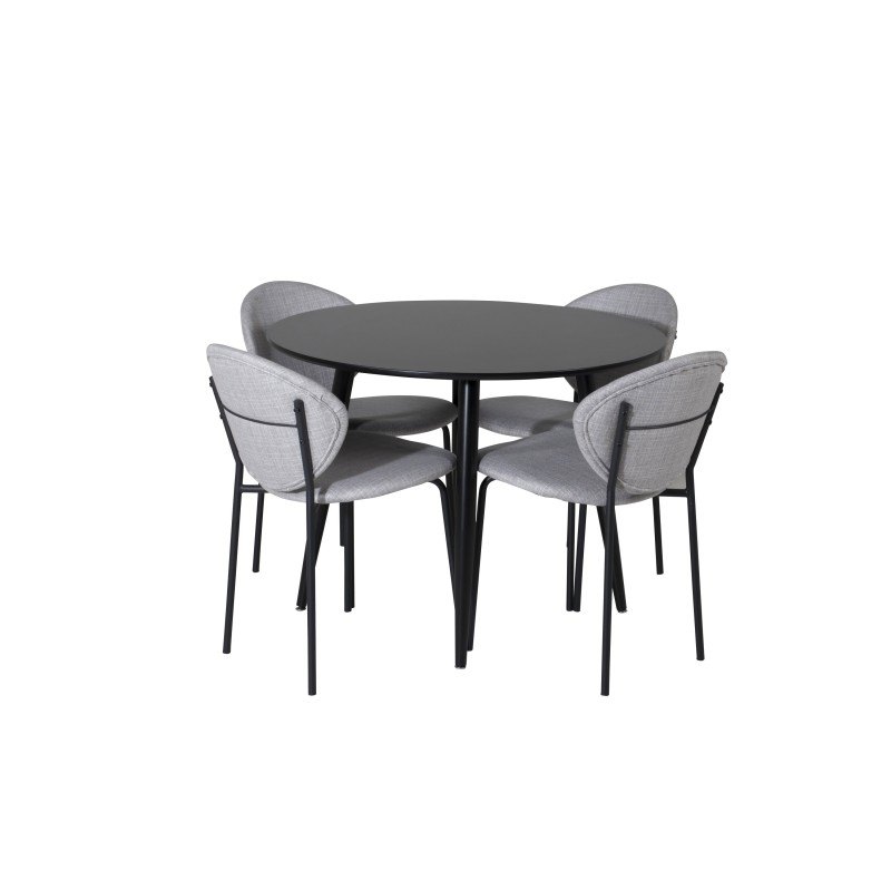Plaza Runt Matbord – Svart / Svart – ø100*H75 + Vault söögitool – mustad jalad – hall kangas _4