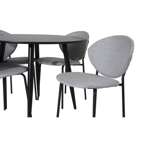 Plaza Runt Matbord – Svart / Svart – ø100*H75 + Vault söögitool – mustad jalad – hall kangas _4
