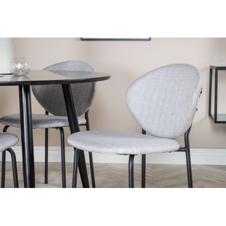 Plaza Runt Matbord – Svart / Svart – ø100*H75 + Vault söögitool – mustad jalad – hall kangas _4