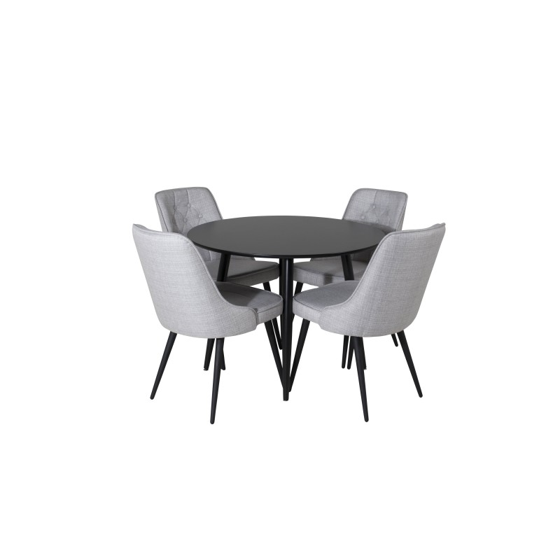 Plaza Runt Matbord – Svart / Svart – ø100*H75 +Velvet Deluxe söögitool – mustad jalad – helehall kangas _4