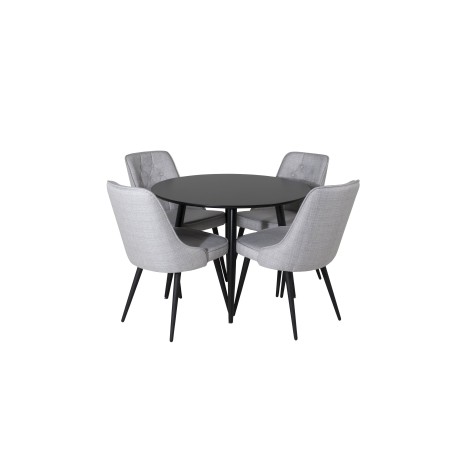 Plaza Runt Matbord – Svart / Svart – ø100*H75 +Velvet Deluxe söögitool – mustad jalad – helehall kangas _4