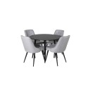 Plaza Runt Matbord – Svart / Svart – ø100*H75 +Velvet Deluxe söögitool – mustad jalad – helehall kangas _4