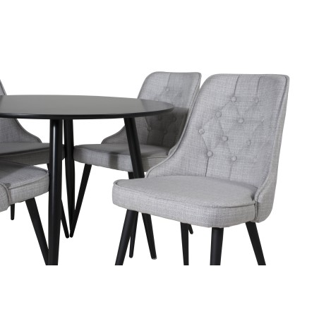 Plaza Runt Matbord – Svart / Svart – ø100*H75 +Velvet Deluxe söögitool – mustad jalad – helehall kangas _4