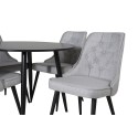 Plaza Runt Matbord – Svart / Svart – ø100*H75 +Velvet Deluxe söögitool – mustad jalad – helehall kangas _4