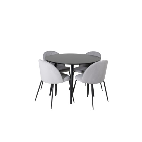 Plaza Runt Matbord - Svart / Svart - ø100*H75 + Wrinkles söögitool - mustad jalad - hall samet _4
