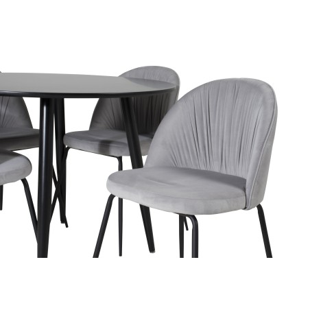 Plaza Runt Matbord - Svart / Svart - ø100*H75 + Wrinkles söögitool - mustad jalad - hall samet _4