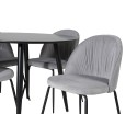 Plaza Runt Matbord - Svart / Svart - ø100*H75 + Wrinkles söögitool - mustad jalad - hall samet _4