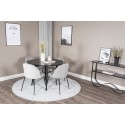Plaza Runt Matbord - Svart / Svart - ø100*H75 + Wrinkles söögitool - mustad jalad - hall samet _4
