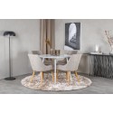 Plaza ümmargune laud 100 cm - valge top / valged jalad +Plaza Matstol 2-pakk - Ek-Look / Ljusgrå _4