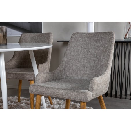 Plaza ümmargune laud 100 cm - valge top / valged jalad +Plaza Matstol 2-pakk - Ek-Look / Ljusgrå _4