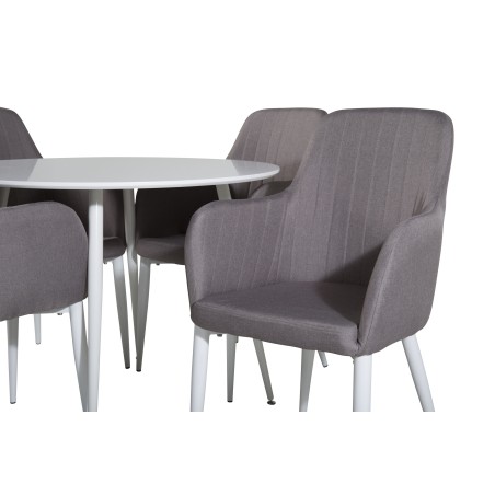 Plaza ümarlaud 100 cm - valge pealis / valged jalad + mugavustool 2-pakk Polar hall - valged jalad _4