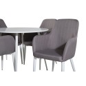 Plaza ümarlaud 100 cm - valge pealis / valged jalad + mugavustool 2-pakk Polar hall - valged jalad _4