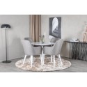 Plaza ümarlaud 100 cm - valge pealis / valged jalad + mugavustool 2-pakk Polar hall - valged jalad _4