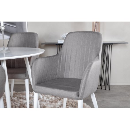 Plaza ümarlaud 100 cm - valge pealis / valged jalad + mugavustool 2-pakk Polar hall - valged jalad _4