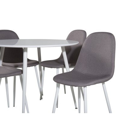 Plaza ümarlaud 100 cm - valge ülaosa / valged jalad + Polar Matstol - Vit / Mellangrå _4
