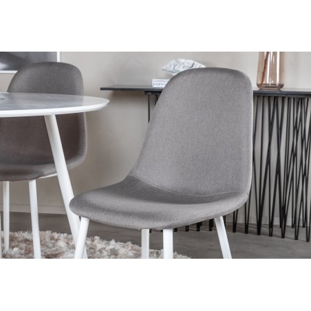 Plaza ümarlaud 100 cm - valge ülaosa / valged jalad + Polar Matstol - Vit / Mellangrå _4