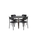 Plaza ümarlaud 100 cm - must top - pähkel jalad +Polly söögitool 2-pakk - must / must _4