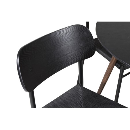 Plaza ümarlaud 100 cm - must top - pähkel jalad +Polly söögitool 2-pakk - must / must _4