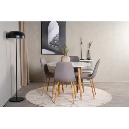 Plaza Runt Matbord - Ek-Look / Vit - ø100*H75 +Polar Söögitool Tammejalad / hall kangas _4