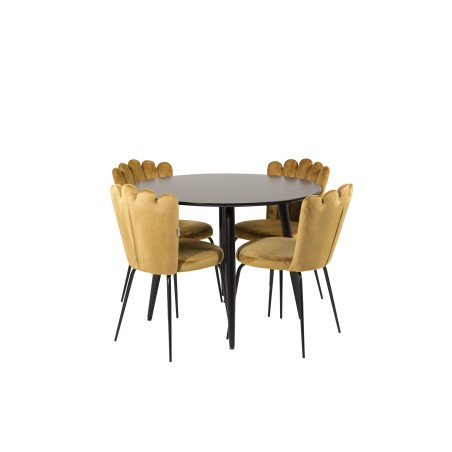 Plaza Runt Matbord – Svart / Svart – ø100*H75 + Limhamni tool – kollane _4