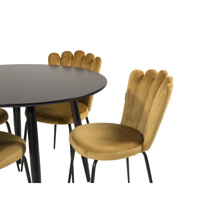 Plaza Runt Matbord – Svart / Svart – ø100*H75 + Limhamni tool – kollane _4